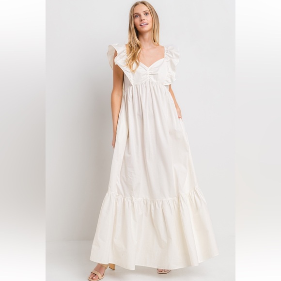 31 Fabulous Solid Poplin Tiered Maxi Dress - Picture 1 of 6